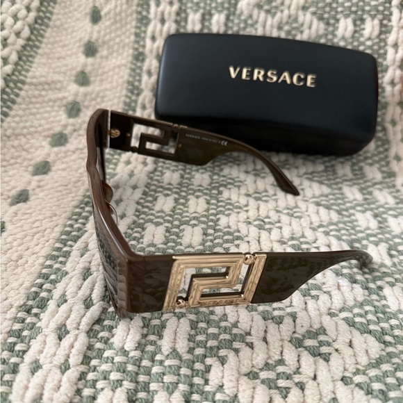 Versace Dark Brown Sunglasses with Gold Detailing - Picture 1 of 2